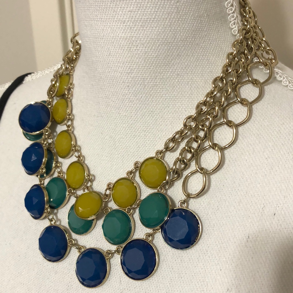 Nwt Ballet Gold Tone Faux Gems Bib Necklace!